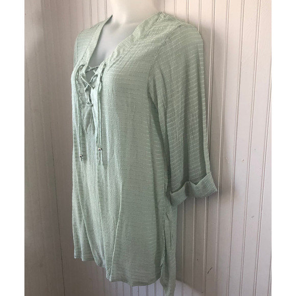 J VALDI Retail $58 Sage Lace Up Swim Cover Up Dress Large - Picture 3 of 8